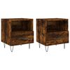 vidaXL sengeborde 2 stk. 40x35x47,5 cm konstrueret tr&aelig; r&oslash;get egetr&aelig;
