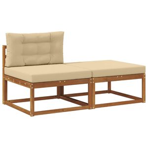 vidaXL Sektionel sofa enheder med pude 2 Stk Naturfarvet