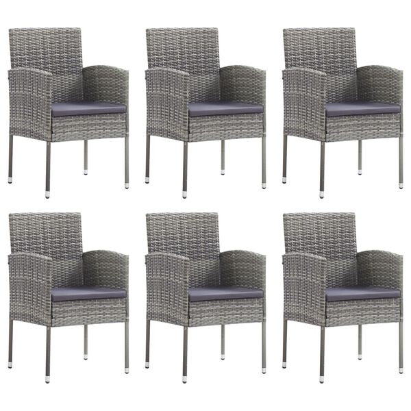 vidaXL spisebordss&aelig;t til haven 7 dele polyrattan og st&aring;l gr&aring; og sort