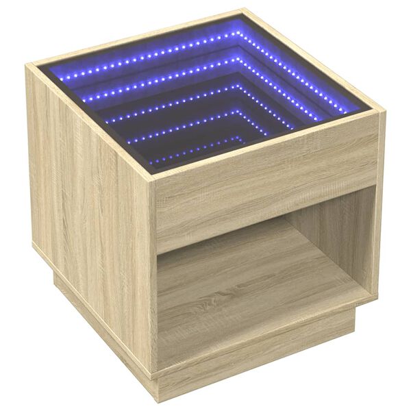 vidaXL sofabord med Infinity LED-lys 50x50x50 cm sonoma-eg