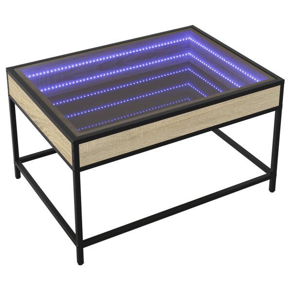 vidaXL sofabord med Infinity LED-lys 70x50x41 cm sonoma-eg