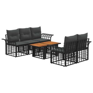 vidaXL Havesofa S&aelig;t 6 stk. Sort og M&oslash;rkegr&aring; polyrattan