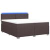 vidaXL Box Spring Seng med Madras og LED M&oslash;rk Brun 200 x 200 cm Stof