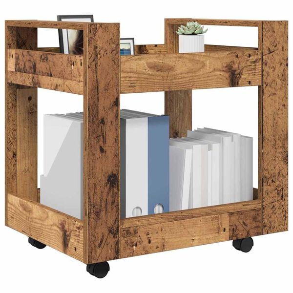 vidaXL Kontortrolley Gammelt tr&aelig; 60 x 45 x 60 cm Konstrueret tr&aelig;