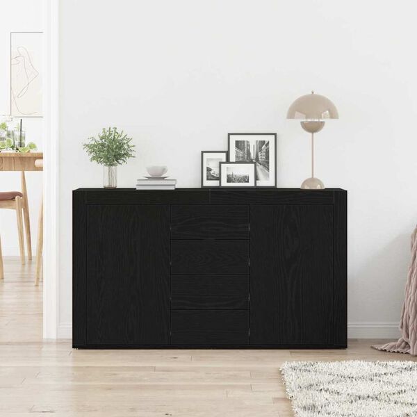 vidaXL Sideboard med skuffe Sort eg 120 x 36 x 69 cm Konstrueret tr&aelig;