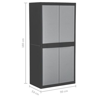 vidaXL opbevaringsskab med 2 låger 90x54x180 cm sort og grå