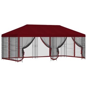 vidaXL Pavillon med sidetapper 6 x 3 m Bordeaux Polyester og St&aring;l 190