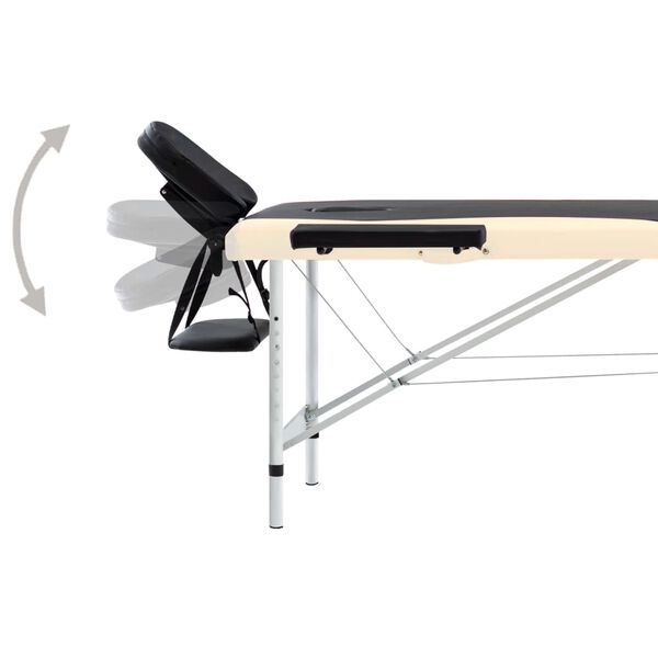 vidaXL sammenfoldeligt massagebord aluminiumsstel 2 zoner sort beige