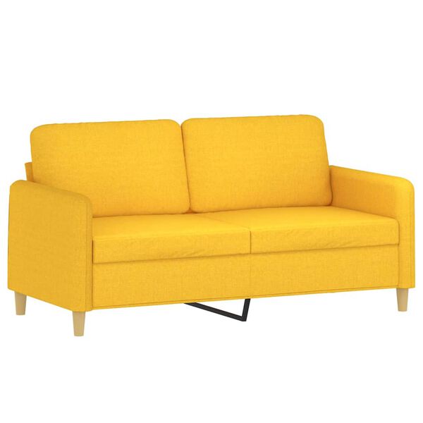 vidaXL 2-personers sofa med puder og hynder 140 cm stof lysegul