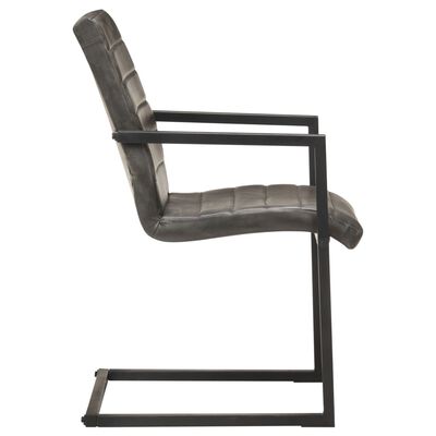 vidaXL spisebordsstole med cantilever 2 stk. ægte læder grå