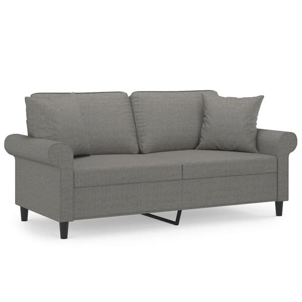 vidaXL 2-personers sofa med puder og hynder 140 cm stof m&oslash;rkegr&aring;