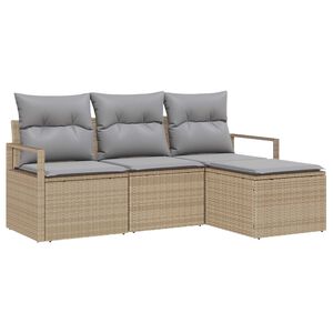 vidaXL Sofa S&aelig;t med pude 4 pcs Beige og lys gr&aring; polyrattan