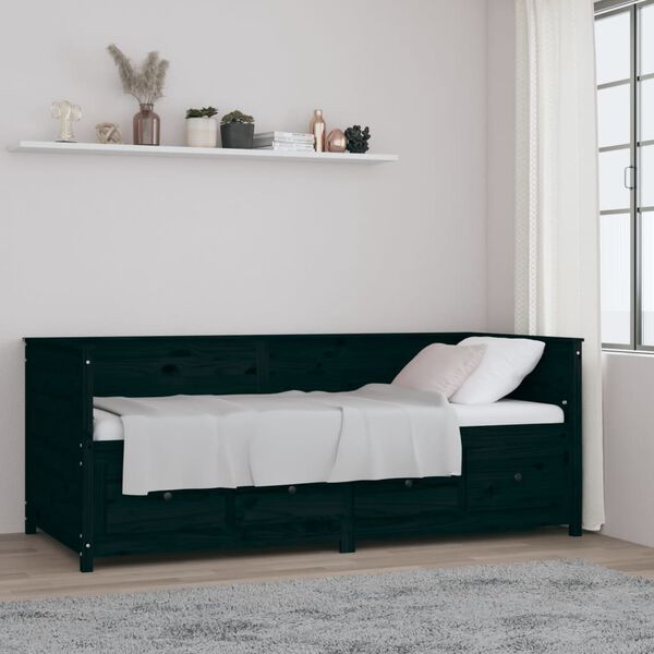 vidaXL daybed 90x200 cm massivt fyrretr&aelig; sort