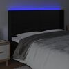 vidaXL sengegavl med LED-lys 203x16x118/128 cm kunstl&aelig;der sort