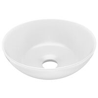 vidaXL keramisk håndvask til badeværelse rund mat hvid