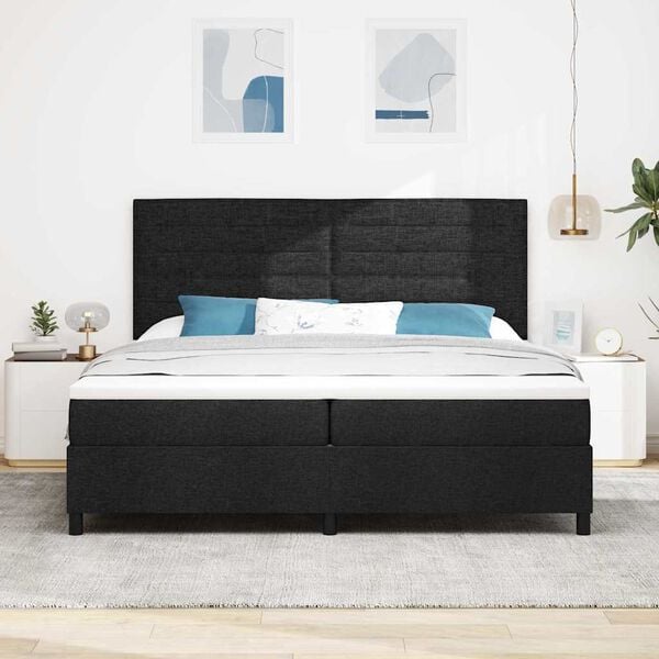 vidaXL Box spring seng med madras Sort 200 x 200 cm Stof