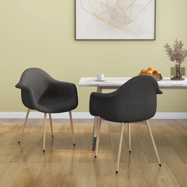 vidaXL spisebordsstole 2 stk. stof m&oslash;rkegr&aring;