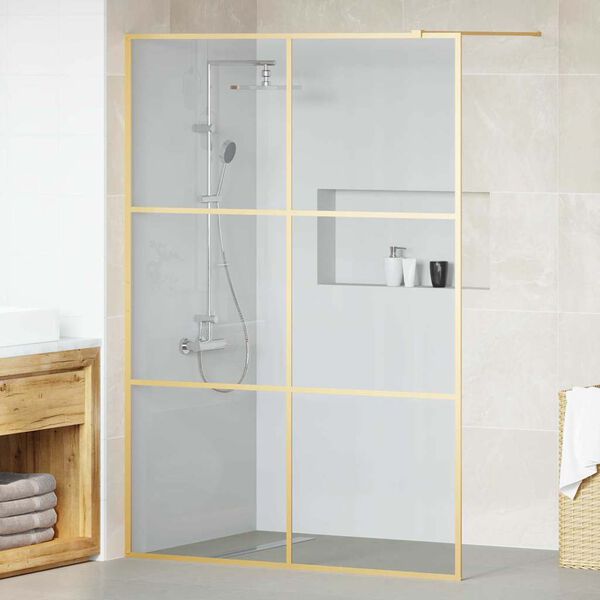 vidaXL Walk-in brusev&aelig;g Guld 140 x 195 cm h&aelig;rdet glas