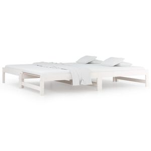 vidaXL daybed med udtr&aelig;k 2x(90x190) cm massivt fyrretr&aelig; hvid