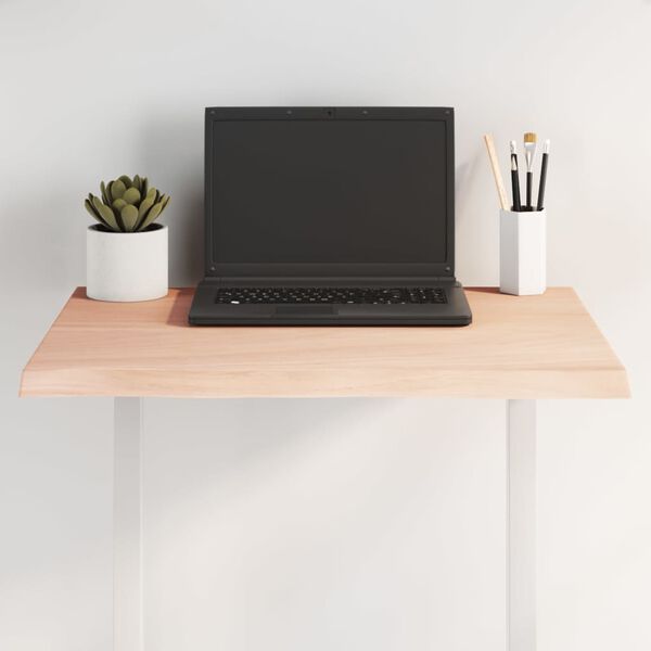 vidaXL bordplade 60x50x2 cm naturlig kant ubehandlet massivt egetr&aelig;