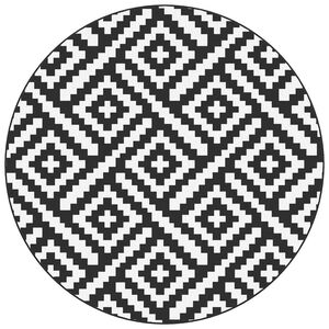 vidaXL udend&oslash;rs gulvt&aelig;ppe ARAKIL &Oslash;200 cm PP hvid og sort