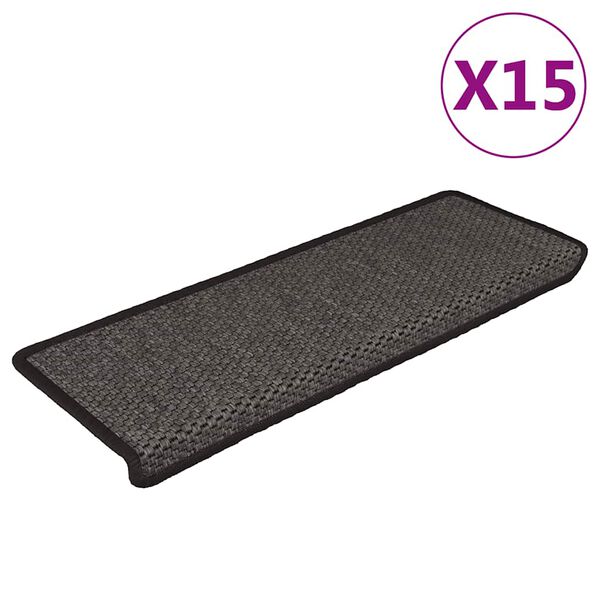 vidaXL selvklæbende trappemåtter 15 stk. 65x21x4cm sisal-look antracit