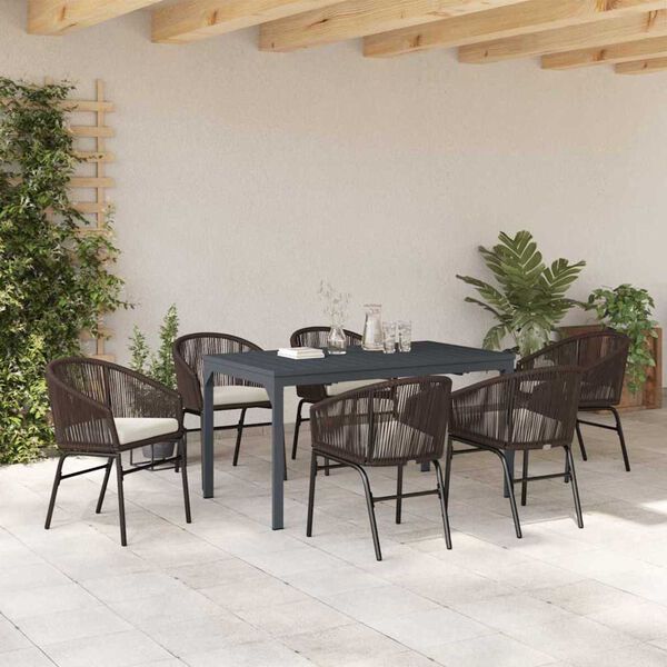vidaXL Have Spisebordssæt 7 pcs Brun polyrattan