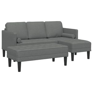 vidaXL Sofa S&aelig;t med pude 2 pcs M&oslash;rkegr&aring; Polyester