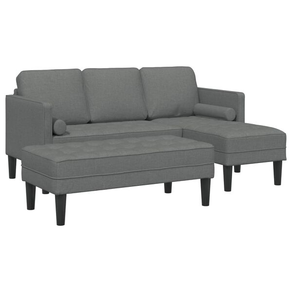 vidaXL Sofa S&aelig;t med pude 2 pcs M&oslash;rkegr&aring; Polyester