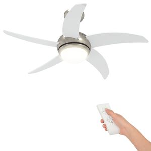 vidaXL Loftfan med lys og fjernbetjening &Oslash; 110 cm Hvid