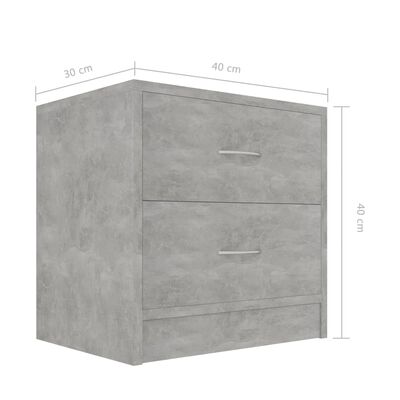 vidaXL sengebord 40x30x40 cm konstrueret træ betongrå