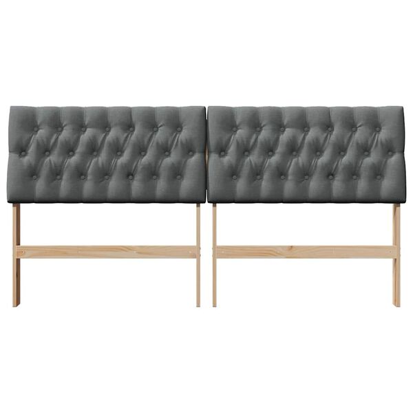 vidaXL Polstret sengegavl M&oslash;rkegr&aring; 180 cm Massiv fyrretr&aelig;