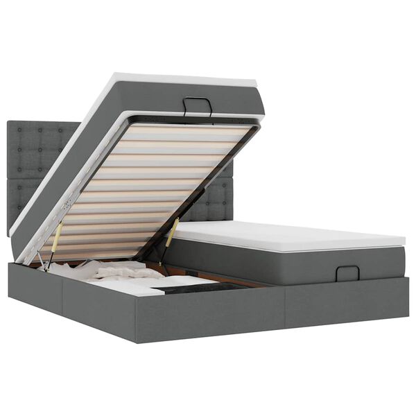 vidaXL osmannisk sengeramme med madrasser 160x200 cm stof mørkegrå