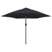 vidaXL udendørs parasol med LED-lys og stålstang 300 cm sort