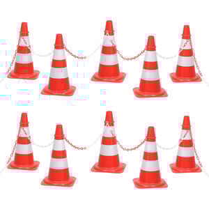 vidaXL trafikkeglesæt med 10 m kæde rød og hvid