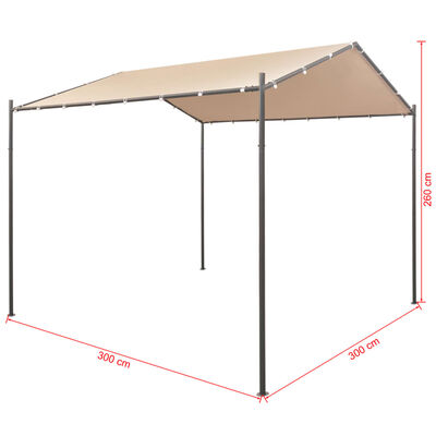 vidaXL lysthus pavillon telt med baldakin 3 x 3 m stål beige