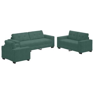 vidaXL Sofa S&aelig;t 3 pcs M&oslash;rkegr&oslash;n 221 x 80 x 80 cm Fl&oslash;jl