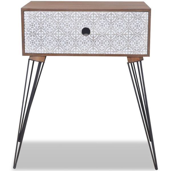 vidaXL sengebord med 1 skuffe rektangul&aelig;r brun