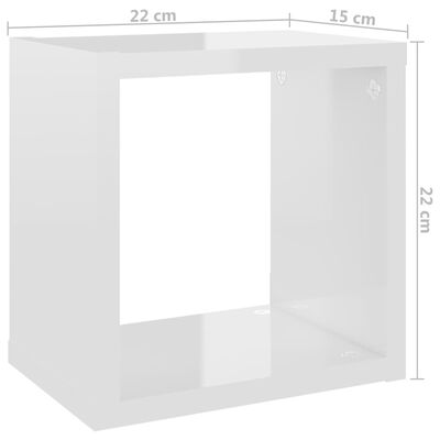 vidaXL væghylder 6 stk. 22x15x22 cm kubeformet hvid højglans