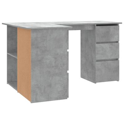 vidaXL skrivebord til hjørne 145x100x76 cm konstrueret træ betongrå