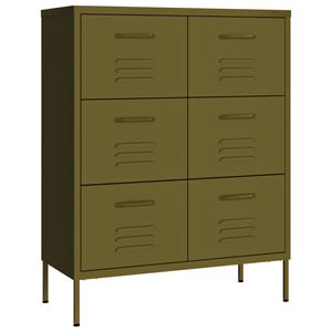 vidaXL kommode 80x35x101,5 cm st&aring;l olivengr&oslash;n