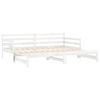 vidaXL daybed med udtr&aelig;k 2x(90x200) cm massivt fyrretr&aelig; hvid