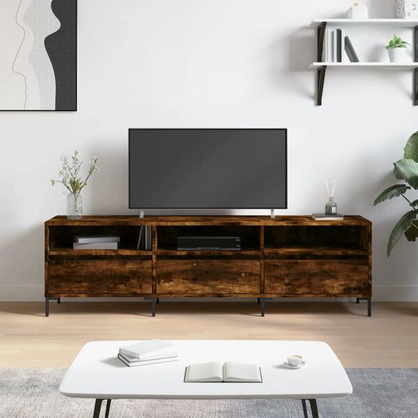 vidaXL tv-bord 150x30x44,5 cm konstrueret træ røget egetræsfarve