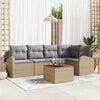 vidaXL Havesofa Sæt med pude 6 pcs Beige polyrattan