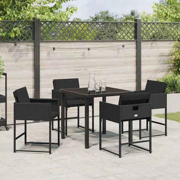 vidaXL Have Spisebordss&aelig;t 5 pcs Sort polyrattan