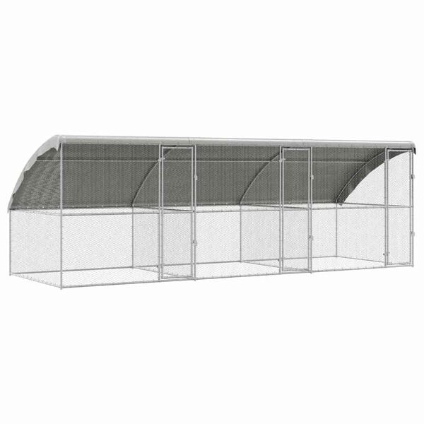 vidaXL Hønsebur 3 pcs Sølv 600 x 200 x 198,5 cm Galvaniseret stål