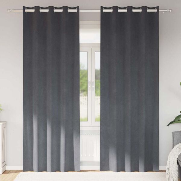 vidaXL M&oslash;rkl&aelig;gningsgardiner 2 pcs Lysegr&aring; 140 x 260 cm Fl&oslash;jl
