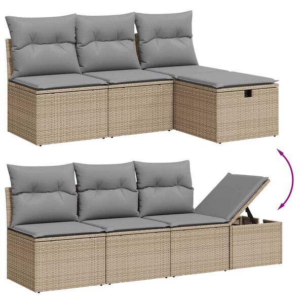 vidaXL sofasæt til haven 9 dele med hynder polyrattan beige