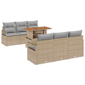 vidaXL Havesofa S&aelig;t 7 stk. 6-Antal s&aelig;der beige og lysegr&aring;