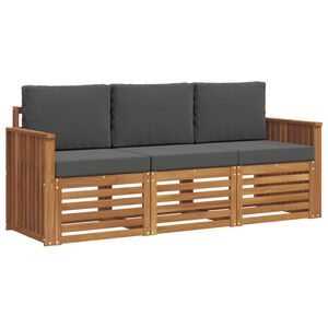 vidaXL Sofas&aelig;t 3 stk. Naturlig og Antracit Massivt Akacietr&aelig;